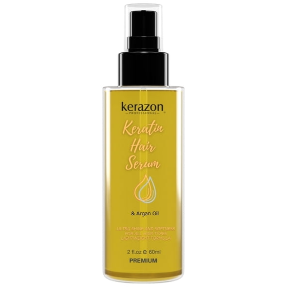 Kerazon Keratin Hair Serum with Argan Oil, Smoothing and Damage Repair, 2oz