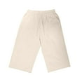 thumbnail image 5 of HKYNLAG Bermuda Shorts for Women Knee Length Plus Size Cotton Linen Shorts Elastic Waist Drawstring Shorts Summer Capris Pants with Pockets Beige 3XL, 5 of 7