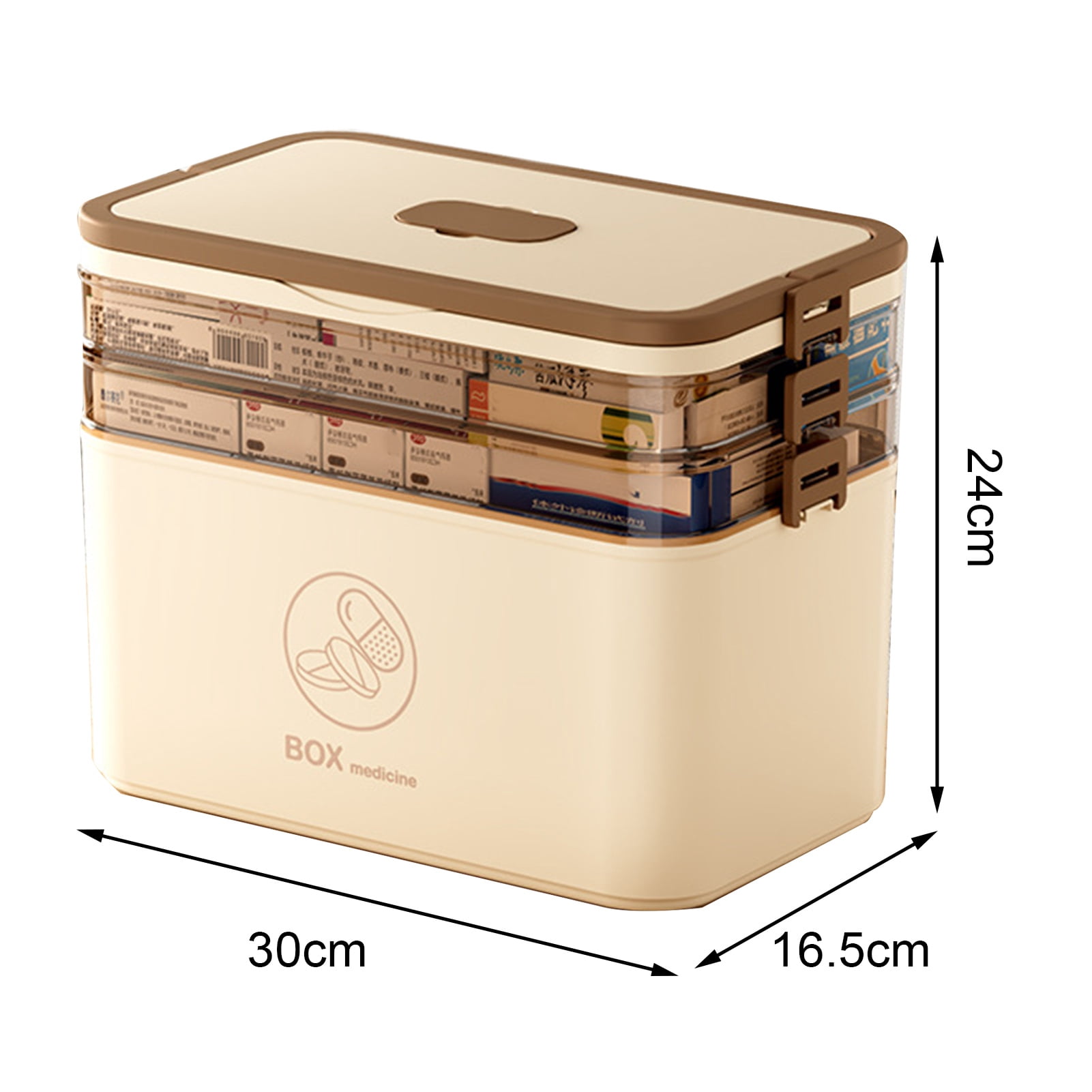sunsanly 3-Tier Portable Pill Storage Box with Handle Large Capacity Multiple Compartments Multipurpose Medicine Box with Sealing Buckle