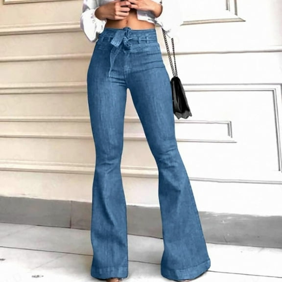 High Waisted Bottom Jeans For Women Flare Jeans For Women Stretch Wide Leg Jeans No Kvetching Denim Knit Pants High Waist Denim Pants 20w Womens Pants Jag Cords Women Boot Cut Womens Designer Pants