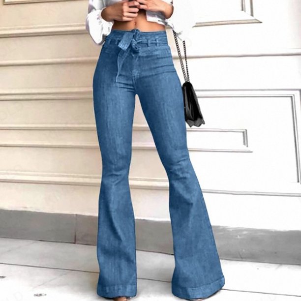WILLBEST Pantalones Mujer Pantalones Vaqueros de Cintura Alta, Elásticos, Acampanados y de Pierna Ancha para Mujer, Cómodos Pantalones Vaqueros de Corte Acampanado, Pantalones Casuales. Extra Grande