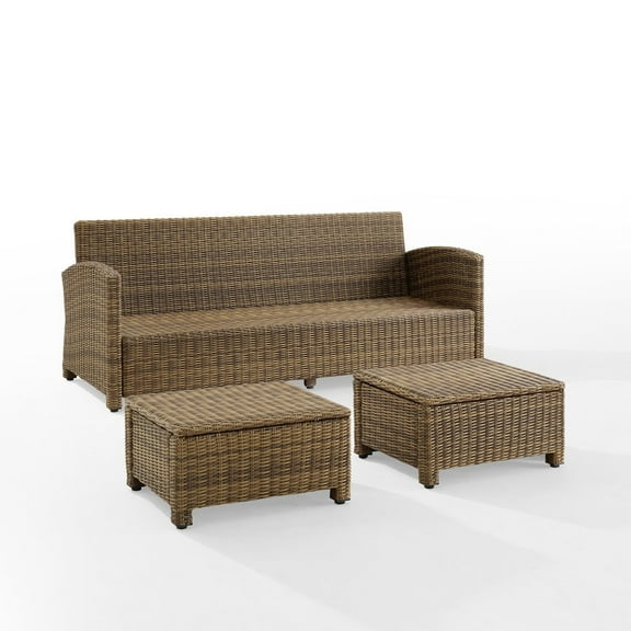 Crosley Furniture Bradenton 3-piece Fabric Outdoor Sofa Set in Sangria Red/Brown