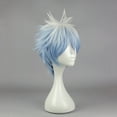 thumbnail image 3 of Unique Bargains Human Hair Wigs for Women with Wig Cap 12" Blue White Wigs, 3 of 6