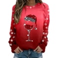 thumbnail image 1 of Mode Femmes Joyeux Noël Chandail à Capuche Alien Imprimé Col Rond Ensemble 2 Paixs Chandail Col Rond Garçon Manches Longues Décontracté, 1 of 5