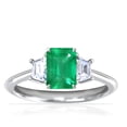 thumbnail image 1 of GemsNY May Birthstone - Three Stone Ring Emerald Cut Emerald with Prong Set Trapezoid Side Diamonds (1.10cttw), 1 of 4