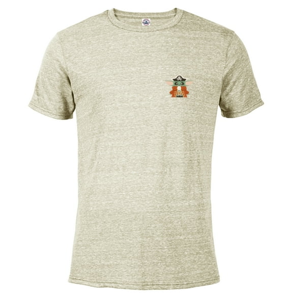 Star Wars Grogu Halloween Cute Space Pirate Captain Costume - Short Sleeve Blended T-Shirt for Adults - Customized-Putty Snow Heather