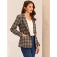 thumbnail image 3 of Blazers para mujer Chaqueta tipo blazer a cuadros con solapa con muesca Boyfriend Marrón Claro M, 3 of 6