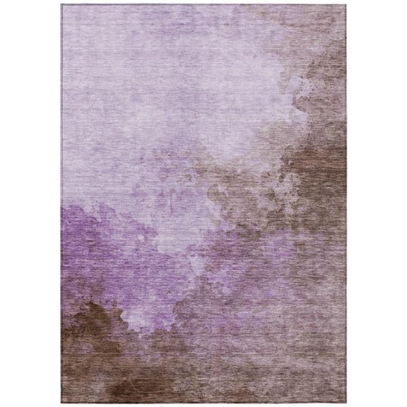 HomeRoots 604798 5 x 8 ft. Lavender, Brown & Ivory Abstract Washable Indoor & Outdoor Rectangle Area Rug