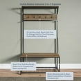 thumbnail image 4 of BELLEZE Lexie Entryway Hall Tree with Bench & Hooks, Rustic Oak, 39x15.75x70", Metal/Wood, 36.3 lbs, 4 of 7