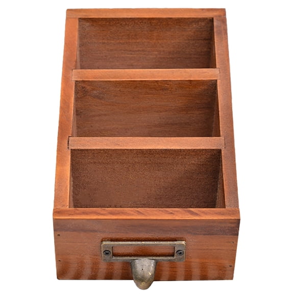 WEUVEB Brown Desktop Storage Box Organizer for Remote Controls and Small Items, Versatile Office and Home Desk Accessory