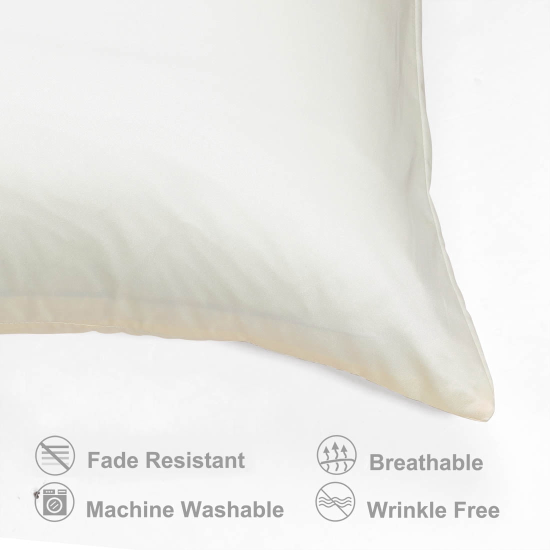 Unique Bargains King Silky Satin Zipper Pillowcases Set of 2, 21" x 37" Ivory