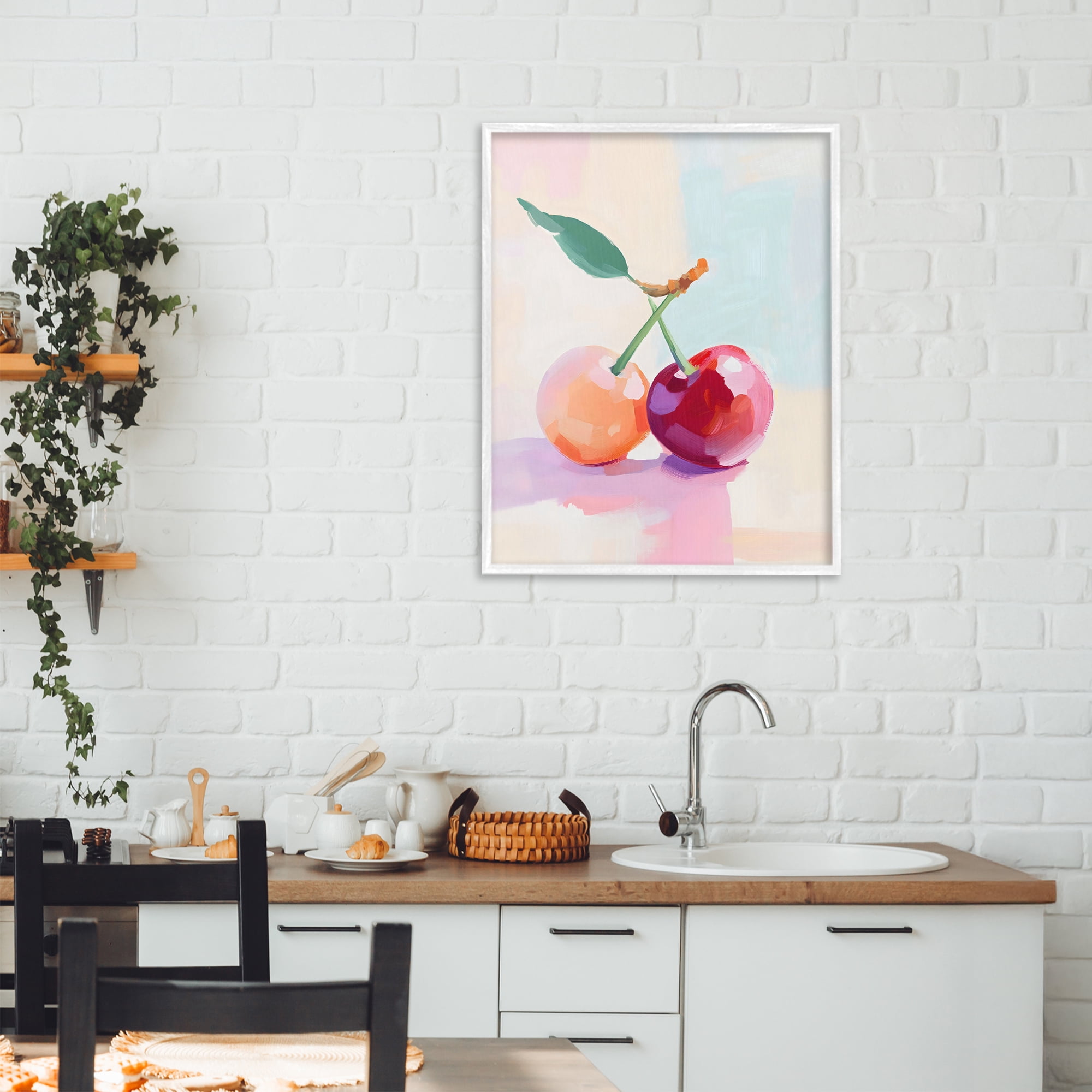 Stupell Industries Pastel Cherries Pair White Framed Giclee Art, design by The Prints Vibe