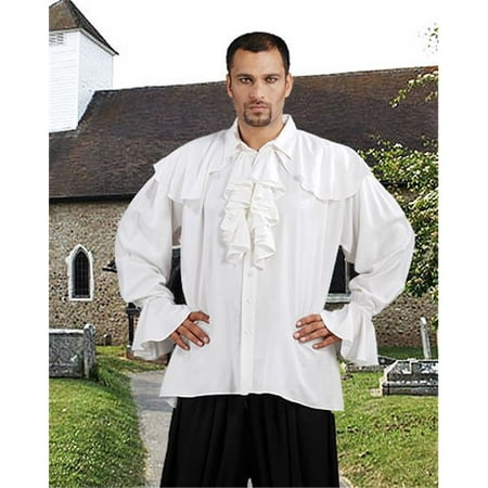 The Pirate Dressing C1091 Half Cape Medieval Shirt, White - Small & Medium