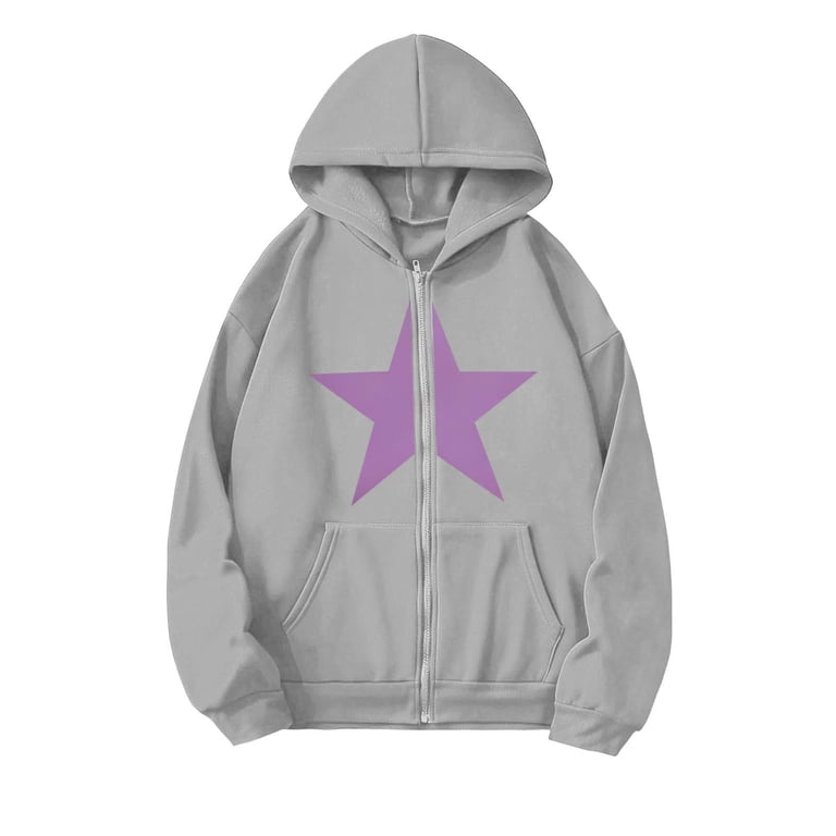 Trikvn Kids Zip Up Hoodie Star Graphic Print Zip up Hooded Sweatshirt ...