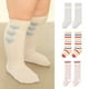 thumbnail image 4 of Laklulu 3 pares de calcetines de cuello redondo para niños, primavera, verano, otoño, suaves, para niños pequeños, niñas y niños, serie a rayas, 4 of 5