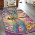 thumbnail image 2 of Area Rug for Living Room, Purple Dragonfly Non-Slip Indoor Large Carpet for Bedroom/Dining Room, Colorful Flowers Watercolor Chic Floral Plant Washable Low-Profile Floor Mat Runner Rugs - 3 x 5 Ft, 2 of 8