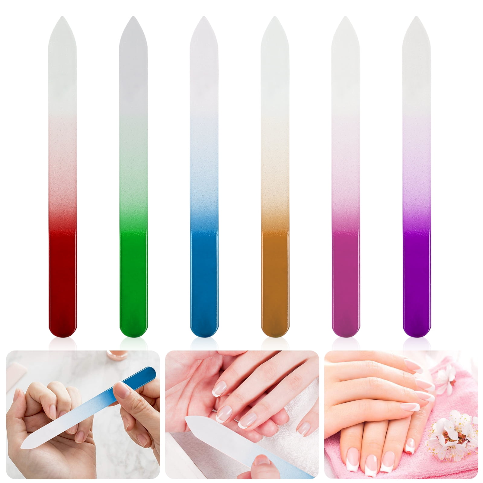 EEEkit 6 Pack Crystal Glass Nail File,Nail Care Crystals Glass Nail Files with 6 Colors