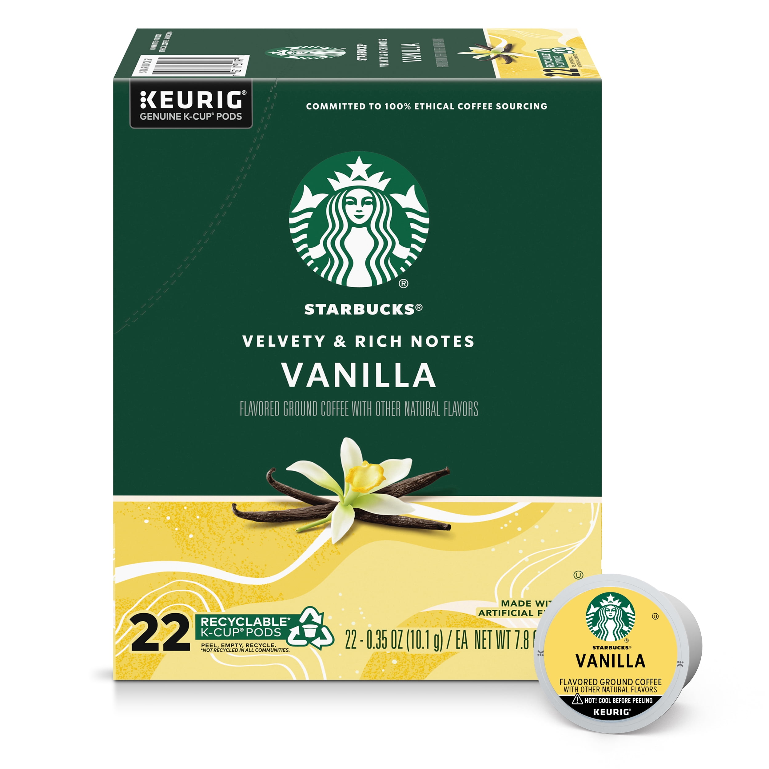 Starbucks Vanilla Flavored Coffee, K-Cup Coffee Pods, Naturally Flavored, 22 ct​