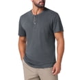 thumbnail image 4 of Camisetas Henley para hombres INSPIRE CHIC, casuales de verano, de manga corta, con botones, básicas, 2XL, gris oscuro, 4 of 6