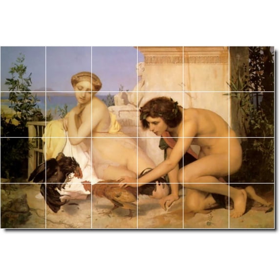 Ceramic Tile Mural-Jean Gerome Animals Painting 44. 25.5" w x 17" h using (24) 4.25 x 4.25 ceramic tiles