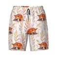thumbnail image 4 of Lsque Mens Swim Trunks Cute Sleepy Fox Pattern - Bathing Suit Compression Liner - Beach Swim Shorts Swimwear - (S-3XL) - Stretch Quick Dry -Large, 4 of 9