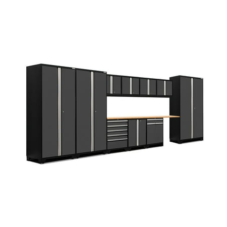 

NewAge Products Pro Series Gray 12 Piece Cabinet Set Heavy Duty 18-Gauge Steel Garage Storage System LED Lights Included