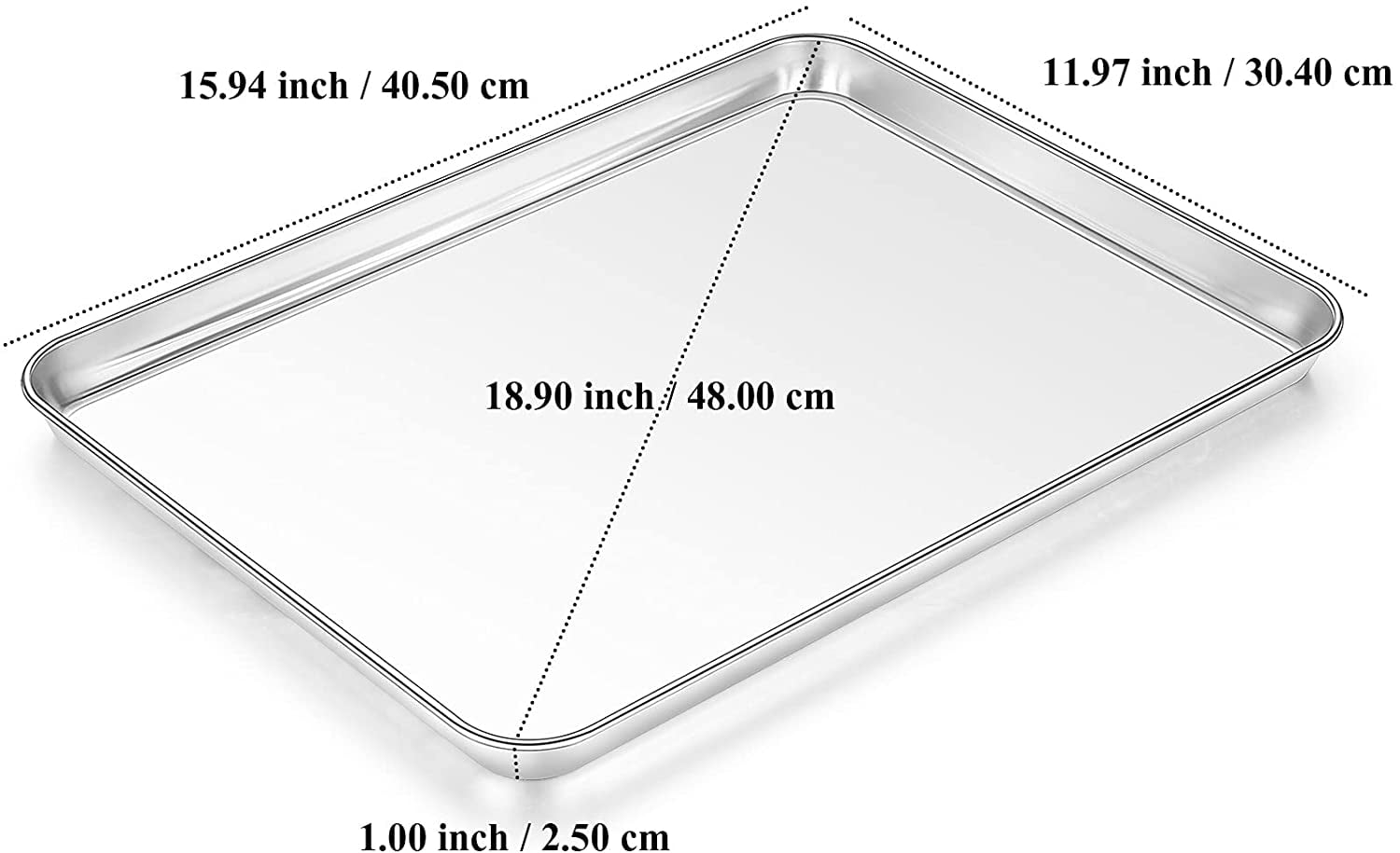 Happon Half Sheet Pans，Stainless Steel Cookie Sheets for Baking，Industrial  Grade Oven Bakeware Set
