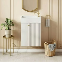 GVN Floating Bathroom Vanity, Wall Mounted Vanity, 18.5" Modern Floating Bathroom Vanity with Resin Basin, White