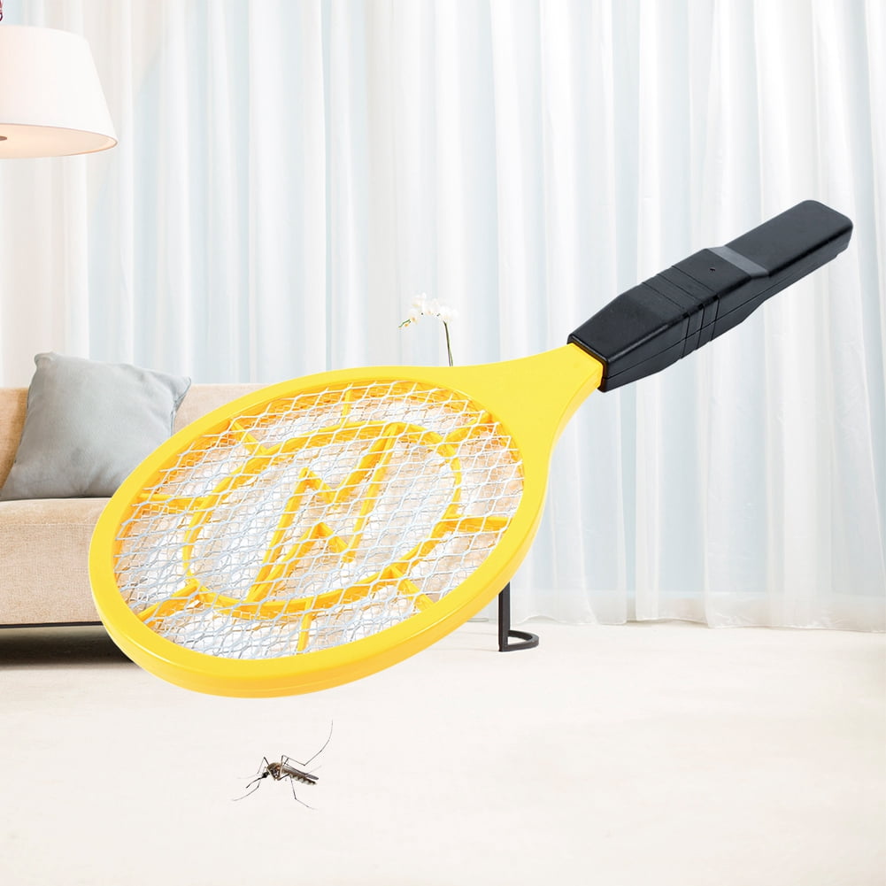 Electric Insect Pest Bug Flying Mosquito Zapper Swatter Killer Racket Bat Rechargeable Yellow