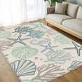 thumbnail image 4 of 6x9 Area Rugs, Aqua Teal Coastal Non-Skid Rubber Backing Large Rectangle Rugs - Living Room Bedroom Home Office, Summer Beach Starfish Coral Nautical Rustic Indoor Floor Mat Carpets Washable Rug, 4 of 9