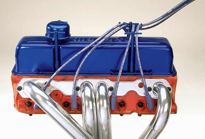 Taylor 42460 Chrome/ Blue spark plug wire loom kit 