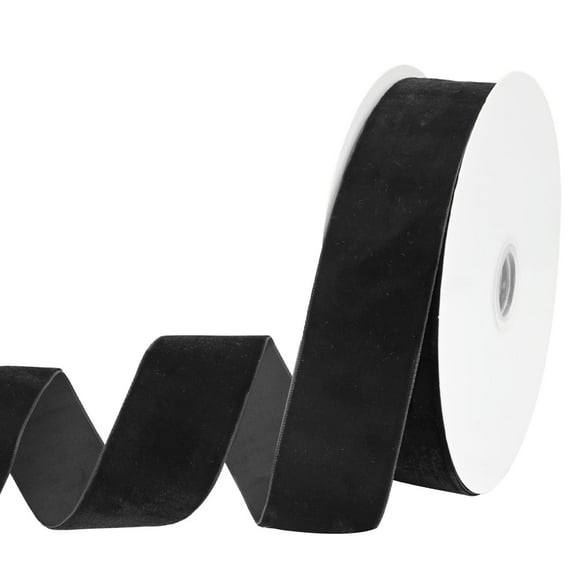 LoomJoyz 1-1/2 Inch Black Velvet Ribbon - 20 Yards Single Face Thin Ribbon for Gift Wrapping, Wedding Decor & DIY Hair Bows