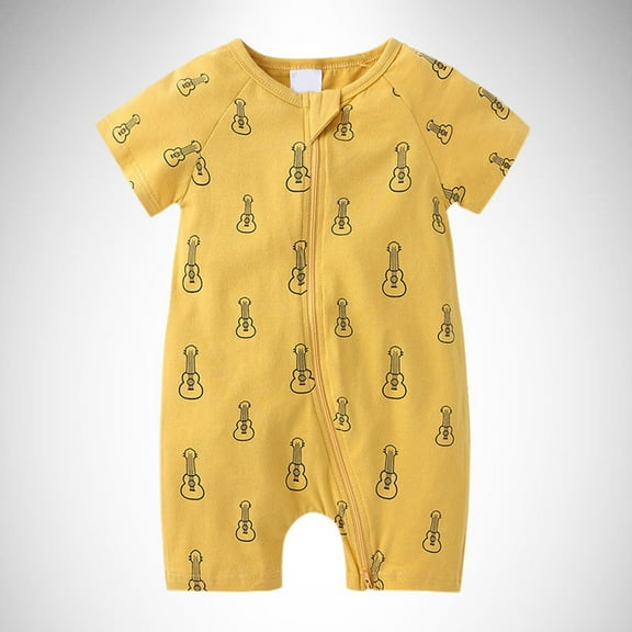 Utlike Boys Bodysuits Summer Baby Short Sleeved Print Double Zipper Crawl Suit Jumpsuits Toddler Crawling Bodysuit Size 0 Months-3 Months