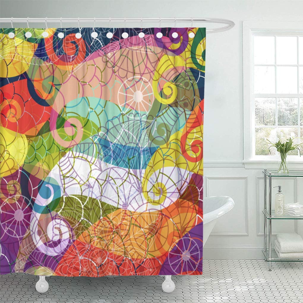 SUTTOM Multicolored Colorful Psychedelic Paisley Retro Hippie 60S 70S Boho Shower Curtain 60x72