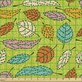 thumbnail image 2 of Colorful Fabric by the Yard, Falling Leaves of the Autumn Season Theme Foliage on Green Background, Decorative Upholstery Fabric for Chairs & Home Accents, Multicolor by Ambesonne, 2 of 5
