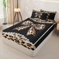thumbnail image 2 of Erosebridal Leopard Print Bow Zipper Twin Comforter Sets with Fitted Sheet and 2 Pillowcases,3D Diamond Print Zipper Bedding Set For Girls,Black Reversible,4pcs, 2 of 7