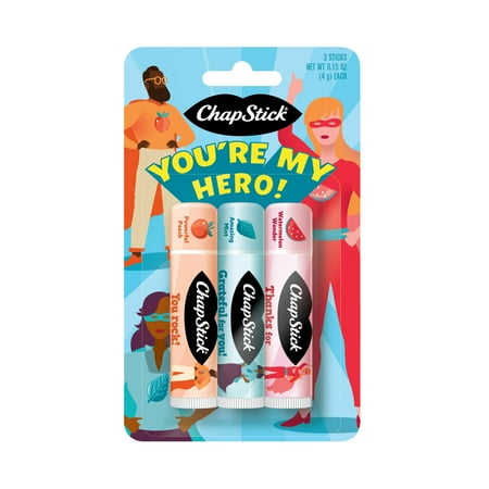 ChapStick You're My Hero Lip Balm Gift Pack, Lip Care, 3 Ct (0.15 oz Each)