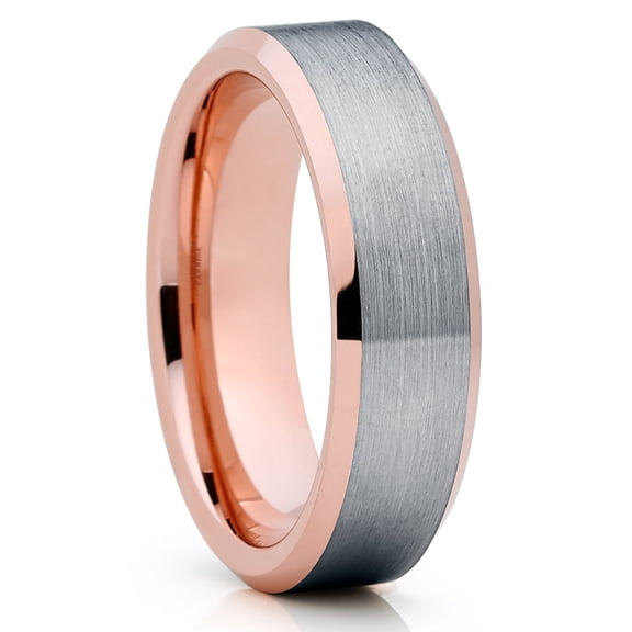 6mm Silver Tungsten Ring,Rose Gold Wedding Ring,Tungsten Carbide Ring,Engagement Ring,Anniversary Ring,Comfort Fit