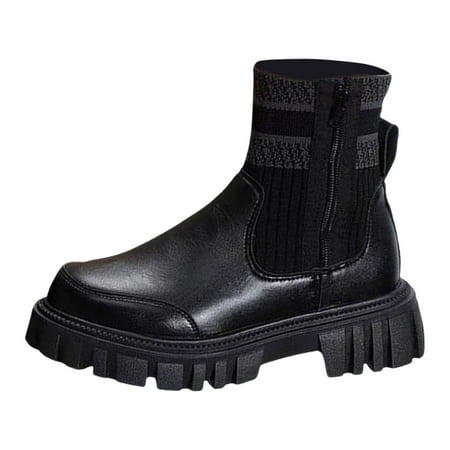 GHSOHS Boots for Women Zipper Winter Boots Ankle Booties Shoes Brown Booties Casual Fall Winter New Independent Stand Black Boots Large Size Slip On Sock Boots Western Cowgirl Boots Size 37