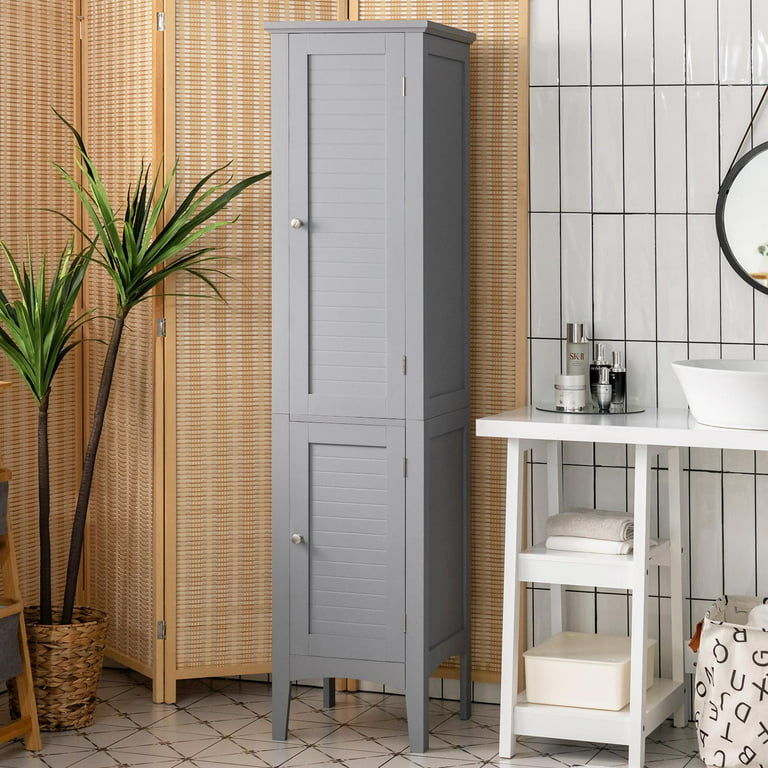 Giantex Slim Bathroom Storage Cabinet - Freestanding Storage Cabinet, Black