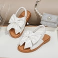 thumbnail image 2 of Girls Sandals Open Toe Bowtie Ankle Strap Flat Beach Shoes Summer Vacation Casual Slip on Flower Girl Dress Shoes White 7 Toddler, 2 of 6