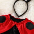 thumbnail image 6 of Baby Ladybug Costume Romper with Wing Cape and Headband Infant Fleece One piece for Halloween Dress up, 6 of 7