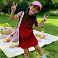 thumbnail image 2 of Summer Outfits for Children Girls Size 7 Cute Preppy Two Piece Outfits Activewear Athletic Tank Top and Y2K Skirts Clothing Sets Wine 12-13 Years, 2 of 6