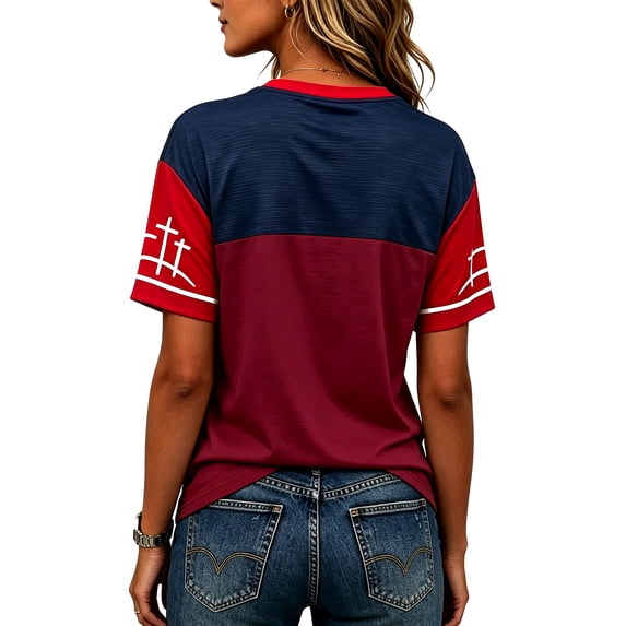 Women's USA Soccer Shirt 2026 United States Fan Gear V-Neck Casual Short Sleeve Graphic Tee Patriotic American Flag Football Supporter Pullover Tops (S-3XL, Assorted Colors)