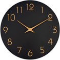 thumbnail image 1 of ¡Reloj de pared para el hogar en liquidación! Reloj de pared de madera Huayishang, silencioso, sin tictac, funciona a pilas, para colgar en casa, baño, escuela, decoración, silencioso, 1 reloj negro., 1 of 8