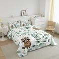 thumbnail image 3 of Erosebridal Cute Raccoon King Bedding Sets Green Eucalyptus Comforter Set, Woodland Animal Duvet Insert Botanical Plant Leaves Down Comforter, Cartoon Wildlife Bedding Comforter Sets, 3 of 6