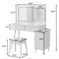 thumbnail image 3 of Kadyn Makeup Dressing Table Set, Vanity Set,Modern Makeup Vanity Desk with LED Lights & Mirror, 4 Drawer Dressing Table Set with Stool, White, 3 of 9