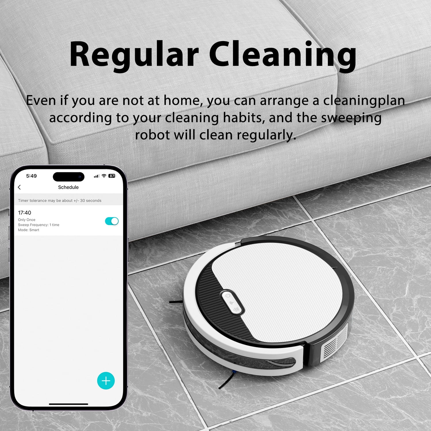 Robot Vacuum Cleaner, with App/Remote Control, 120 Min Runtime, Self-Charging, Great for Pet Hair
