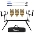 thumbnail image 1 of Soporte de varilla Soporte para caña de pescar de carpa retráctil ajustable Soporte para vaina de caña de pescar con 3 alarmas de mordida de pesca 3 PCS Cebo de pesca Swinger Juego de aparejos de pesc Maboto Soporte de varilla, 1 of 7