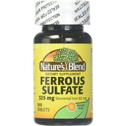 Natures Blend Ferrous Sulfate 325Mg Iron Supplement 100 Tablets | Iron Pills | Blood Builder Iron Supplement for Women and Men | Iron Supplements for Anemia | Blood Circulation Supplements